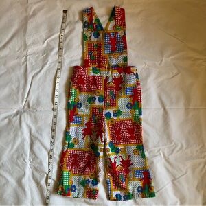 Vintage 70s Vibe polyester checked patterned overalls for toddler